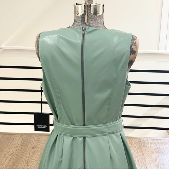 NWT XS S simply vera Vera Wang mint green sleeveless faux leather dress - Picture 5 of 6
